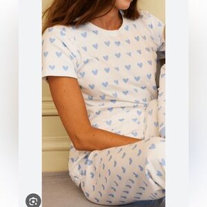 Women's Blue Heart Print Pajama Set